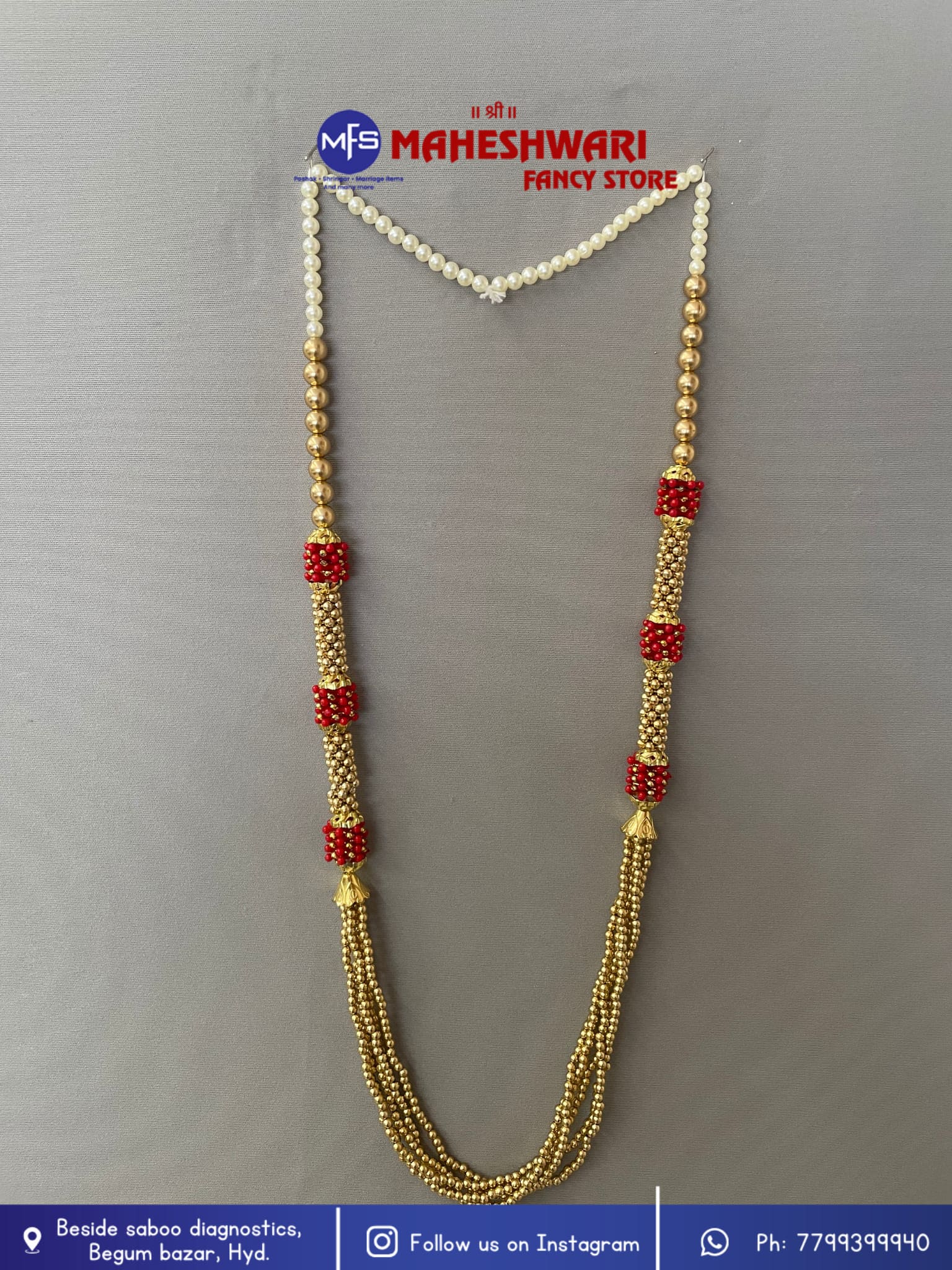 Swagat Mala golden, red ,mala